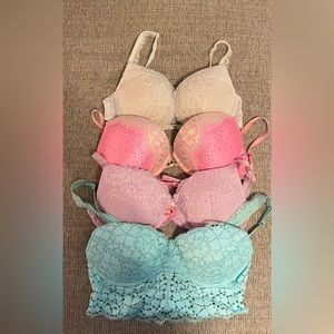4 bras - VS and PINK —good used condition bras 34b(2), small (1), 34c(1)